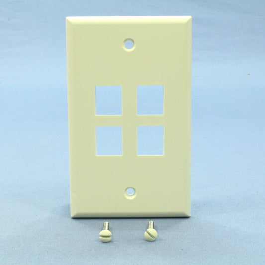 Leviton 41080-4AP Almond 1-Gang 4-Quickort Unbreakable Standard Wallplate Cover