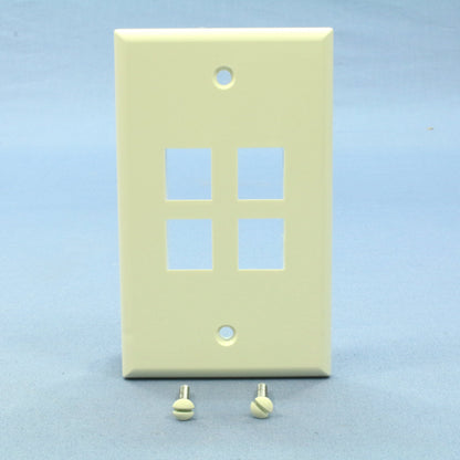 Leviton 41080-4AP Almond 1-Gang 4-Port Unbreakable Nylon Wallplate Cover 50pcs