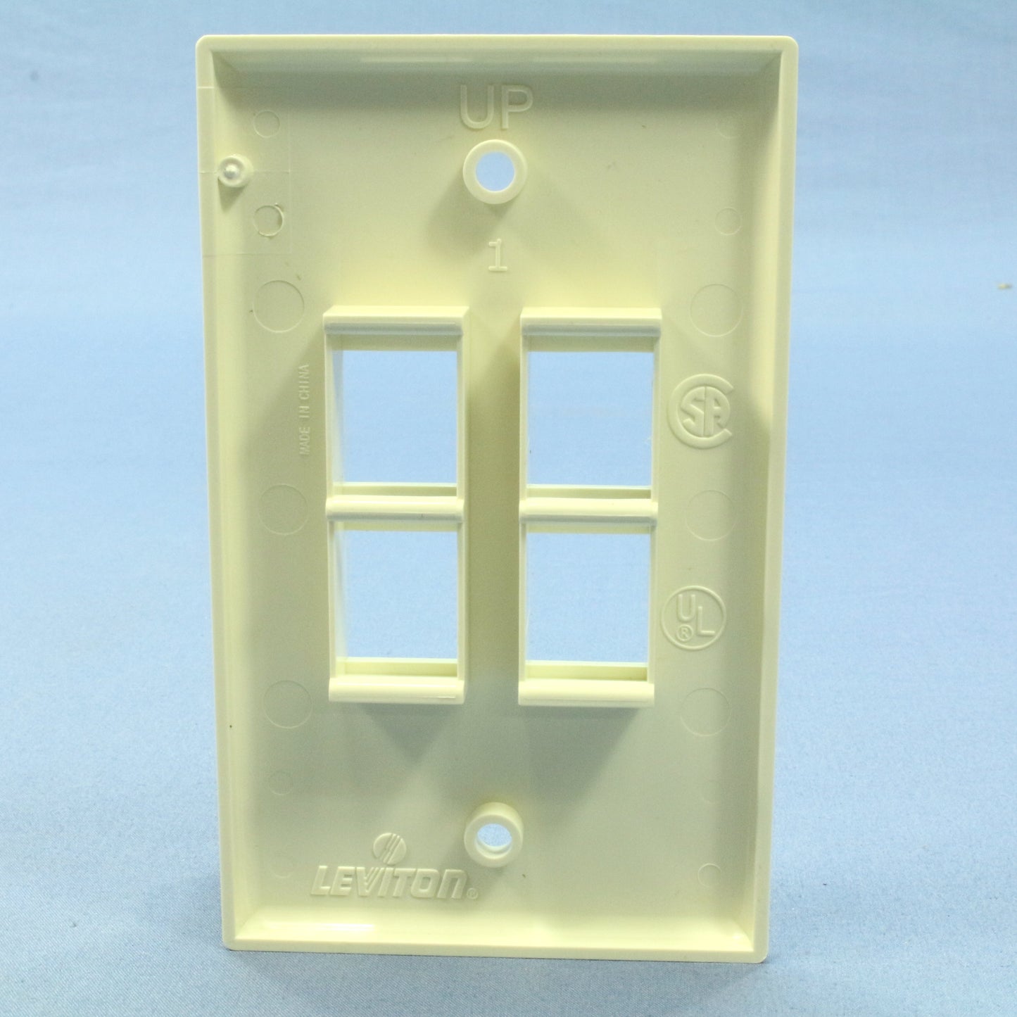 Leviton 41080-4AP Almond 1-Gang 4-Quickort Unbreakable Standard Wallplate Cover