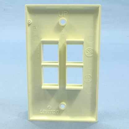 Leviton 41080-4AP Almond 1-Gang 4-Quickort Unbreakable Standard Wallplate Cover