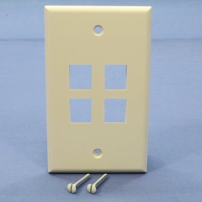 Leviton 41080-4AP Almond 1-Gang 4-Port Unbreakable Nylon Wallplate Cover 2pcs