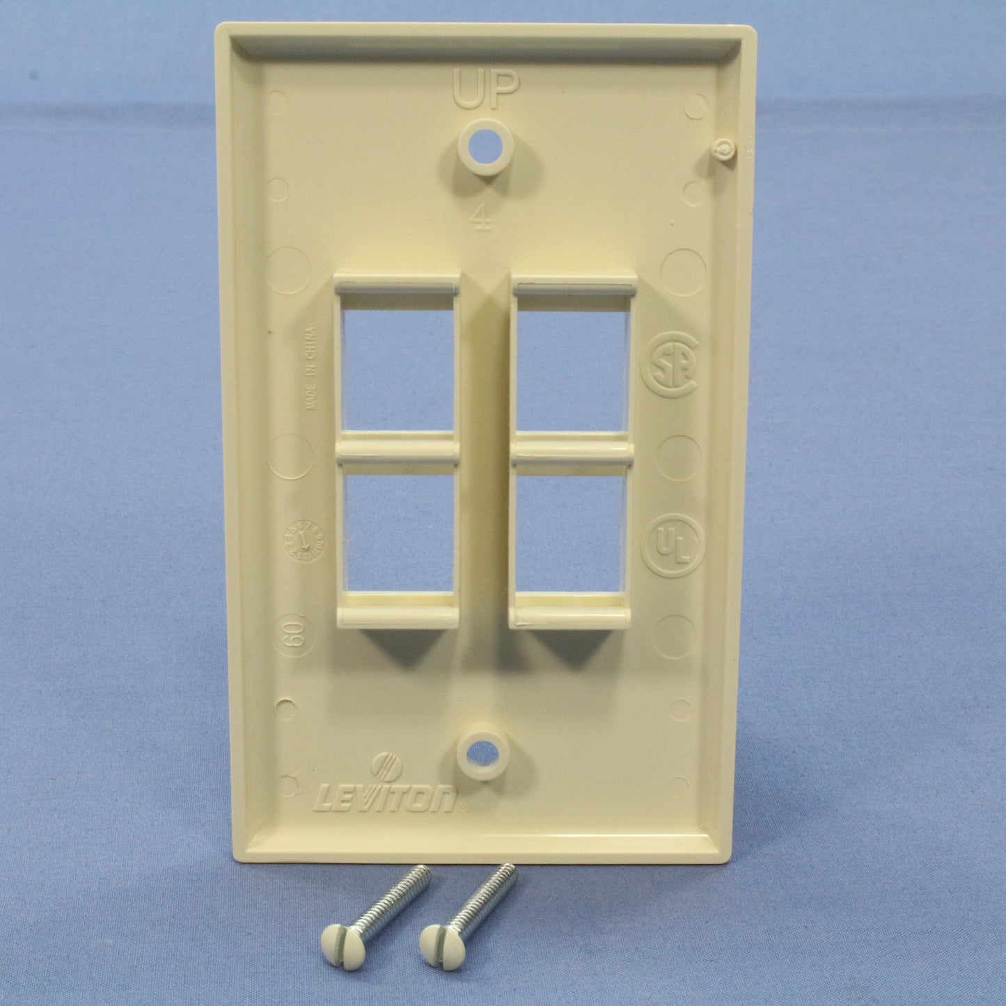 Leviton 41080-4AP Almond 1-Gang 4-Port Unbreakable Nylon Wallplate Cover 2pcs