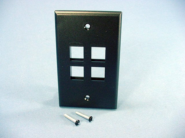 Leviton 41080-4EP Black 1-Gang 4-Port Unbreakable Nylon Standard Wallplate Cover