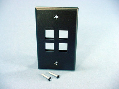Leviton 41080-4EP Black 1-Gang 4-Port Unbreakable Nylon Standard Wallplate Cover