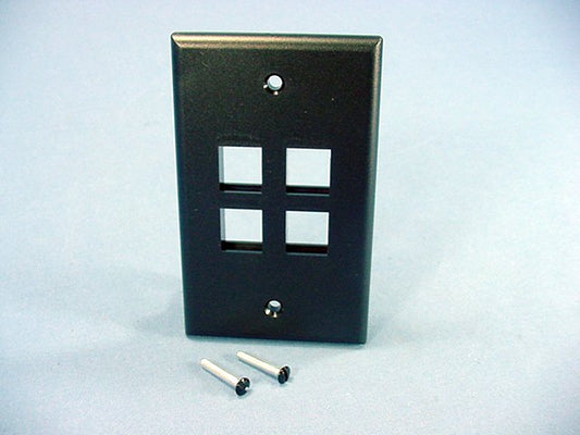 Leviton 41080-4EP Black 1-Gang 4-Port Unbreakable Nylon Standard Wallplate Cover