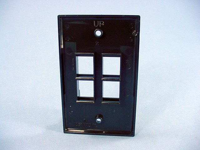 Leviton 41080-4EP Black 1-Gang 4-Port Unbreakable Nylon Standard Wallplate Cover