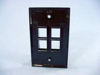 Leviton 41080-4EP Black 1-Gang 4-Port Unbreakable Nylon Standard Wallplate Cover