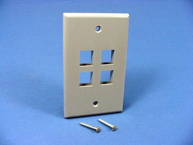 Leviton 41080-4GP Gray 1-Gang 4-Port Unbreakable Nylon Standard Wallplate Cover