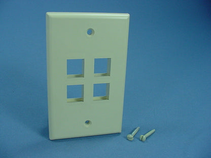 Leviton 41080-4IP Ivory 1-Gang 4-Port Unbreakable Nylon Standard Wallplate Cover