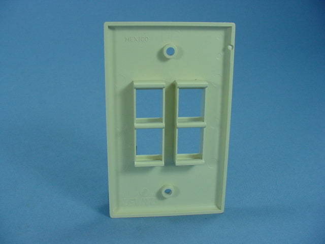 Leviton 41080-4IP Ivory 1-Gang 4-Port Unbreakable Nylon Standard Wallplate Cover
