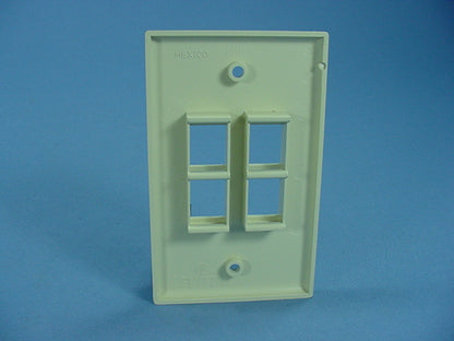 Leviton 41080-4IP Ivory 1-Gang 4-Port Unbreakable Nylon Standard Wallplate Cover
