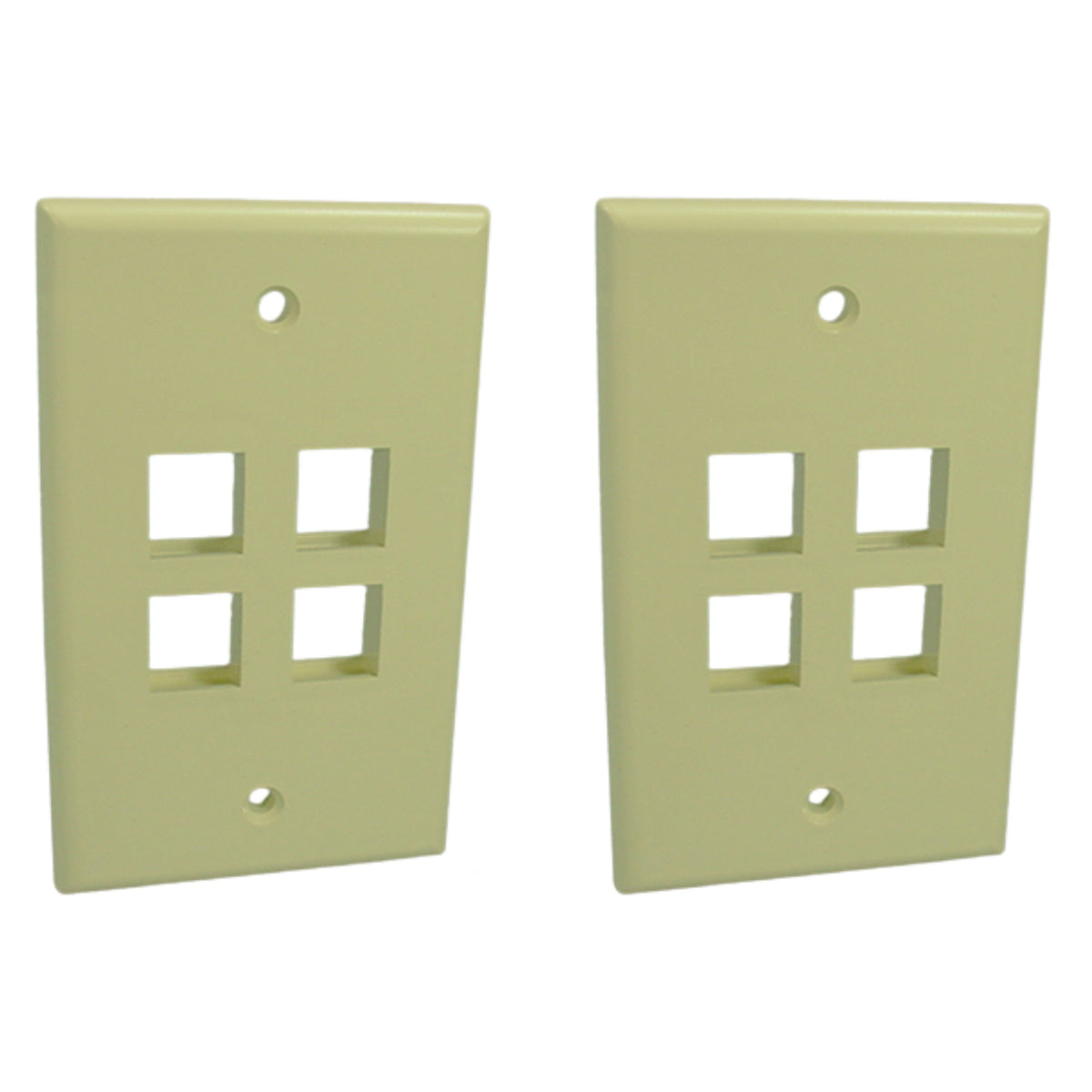 Leviton 41080-4IP Ivory 1-Gang 4-Port Unbreakable Nylon Wallplate Covers 2pcs