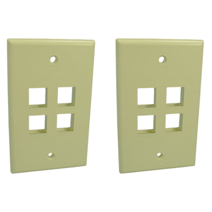 Leviton 41080-4IP Ivory 1-Gang 4-Port Unbreakable Nylon Wallplate Covers 2pcs