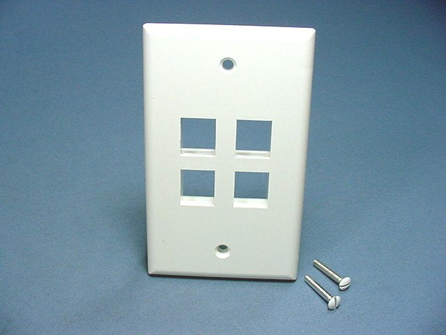 Leviton 41080-4WP White 1-Gang 4-Port Unbreakable Nylon Standard Wallplate Cover