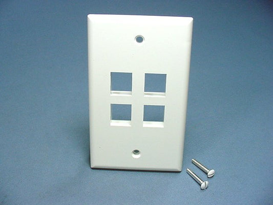 Leviton 41080-4WP White 1-Gang 4-Port Unbreakable Nylon Standard Wallplate Cover