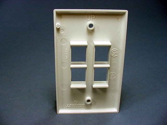 Leviton 41080-4WP White 1-Gang 4-Port Unbreakable Nylon Standard Wallplate Cover