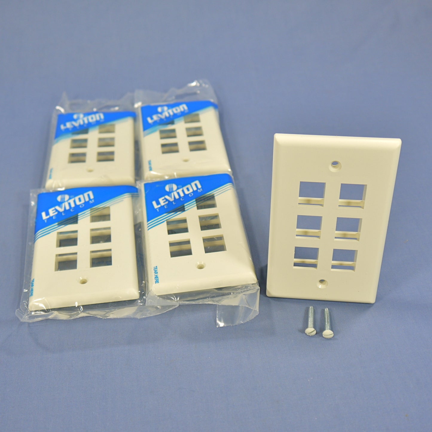 Leviton 41080-6AP Almond 1-Gang 6-Port Unbreakable Nylon Wallplate Cover 5pcs