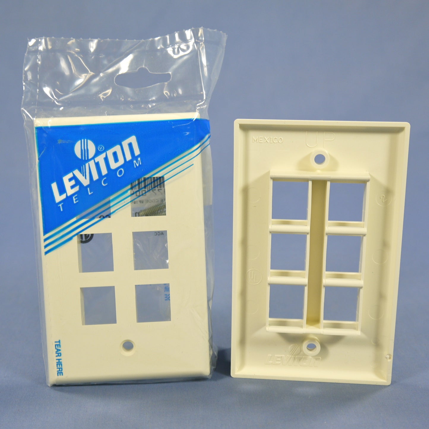 Leviton 41080-6AP Almond 1-Gang 6-Port Unbreakable Nylon Wallplate Cover 5pcs