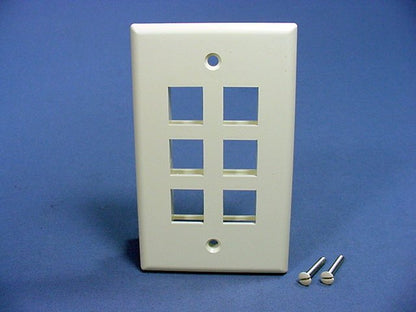 Leviton 41080-6AP Almond 1-Gang 6-Quickport Unbreakable Standard Wallplate Cover