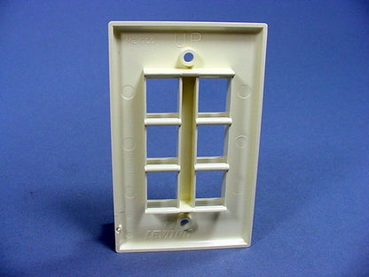 Leviton 41080-6AP Almond 1-Gang 6-Quickport Unbreakable Standard Wallplate Cover