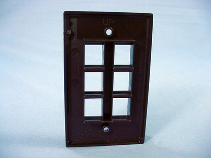 Leviton 41080-6BP Brown 1-Gang 6-Port Unbreakable Nylon Standard Wallplate Cover