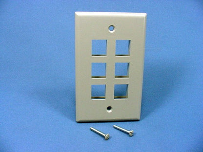 Leviton 41080-6GP Gray 1-Gang 6-Port Unbreakable Nylon Standard Wallplate Cover