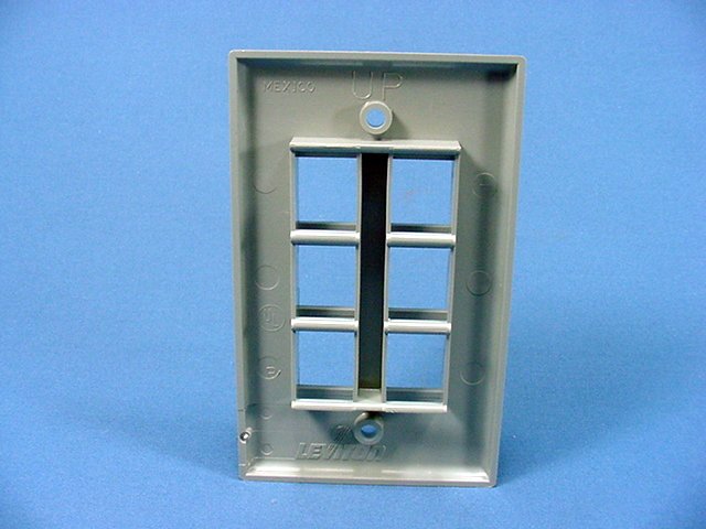 Leviton 41080-6GP Gray 1-Gang 6-Port Unbreakable Nylon Standard Wallplate Cover