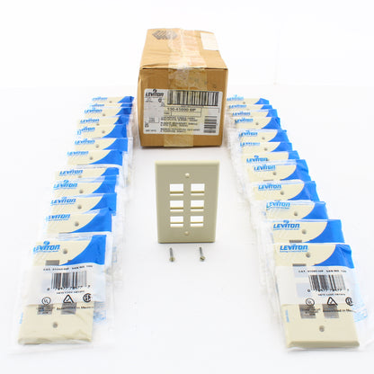 Leviton 41080-6IP Ivory Quickport 6-Port High Impact Plastic Wallplates 25-Pack