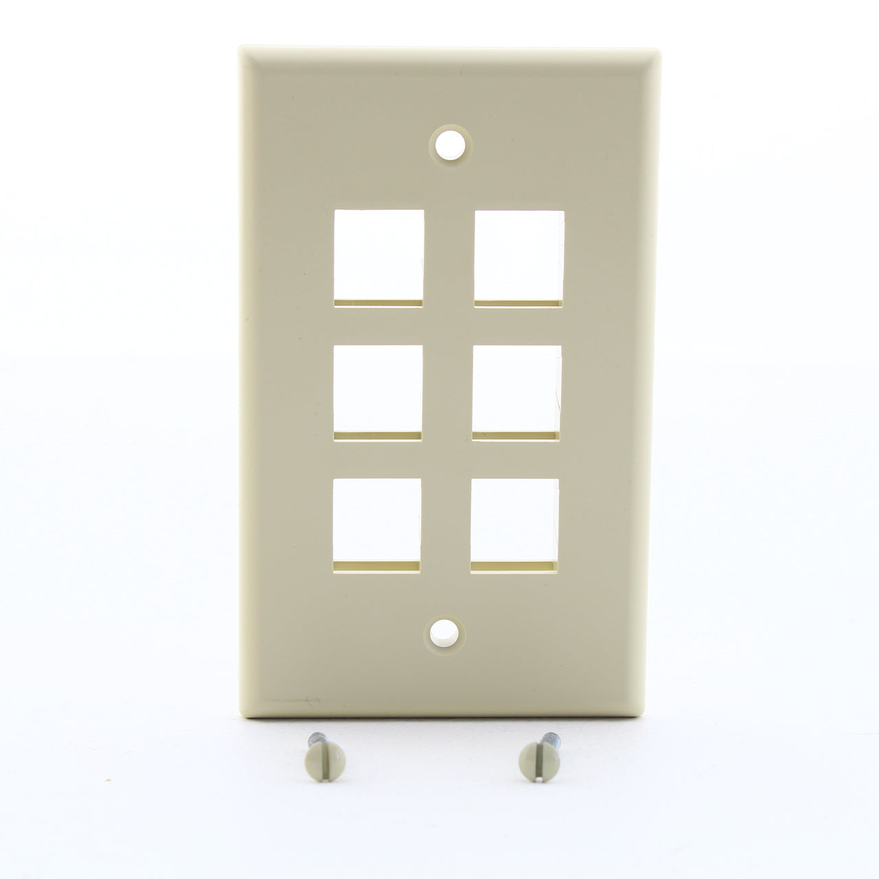 Leviton 41080-6IP Ivory Quickport 6-Port High Impact Plastic Wallplates 25-Pack