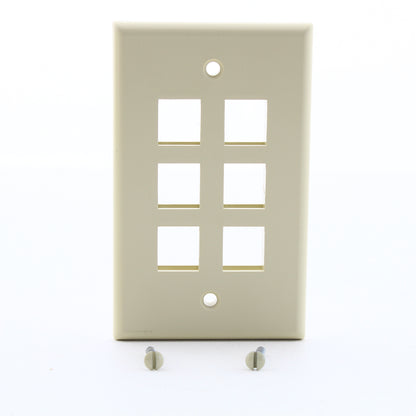 Leviton 41080-6IP Ivory Quickport 6-Port High Impact Plastic Wallplates 25-Pack