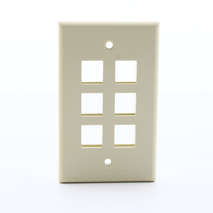 Leviton 41080-6IP Ivory Quickport 6-Port High Impact Plastic Wallplates 25-Pack