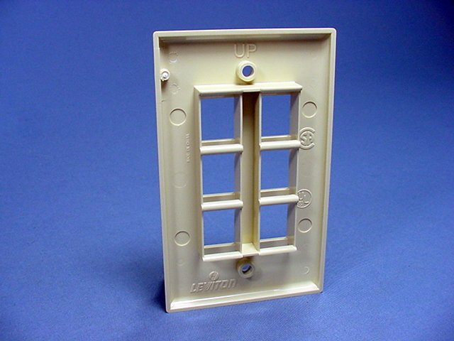 Leviton 41080-6IP Ivory 1-Gang 6-Port Unbreakable Nylon Standard Wallplate Cover