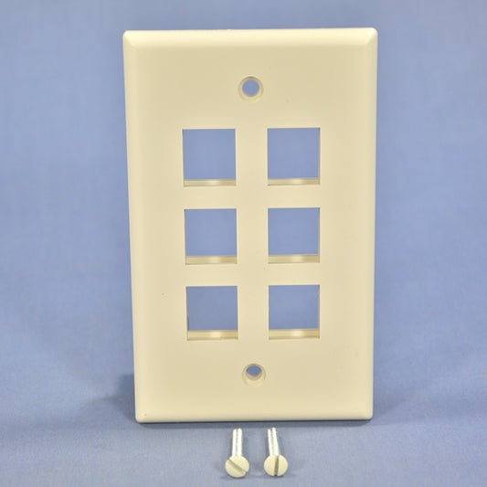 Leviton 41080-6TP Light Almond 1-Gang 6-Port Unbreakable Nylon Wallplate Cover