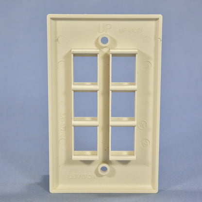 Leviton 41080-6TP Light Almond 1-Gang 6-Port Unbreakable Nylon Wallplate Cover