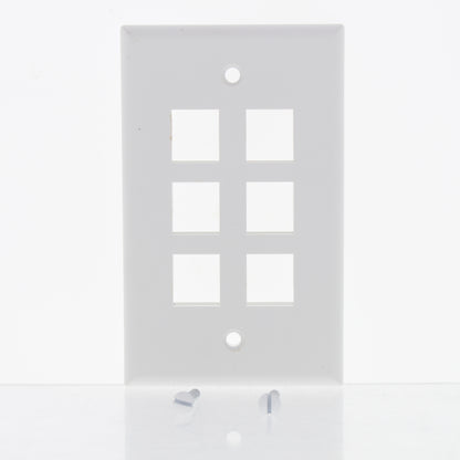 Leviton 41080-6WP White 1-Gang 6-Port Unbreakable Nylon Standard Wallplate Cover