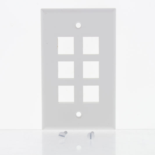 Leviton 41080-6WP White 1-Gang 6-Port Unbreakable Nylon Standard Wallplate Cover