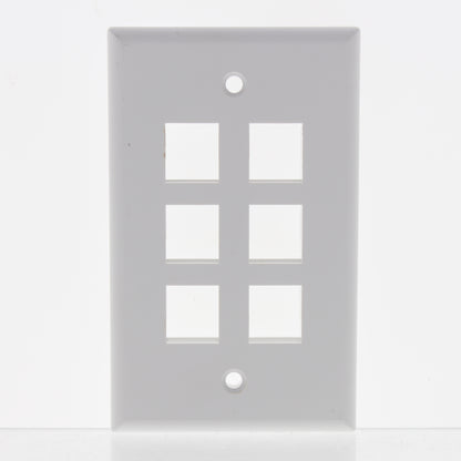 Leviton 41080-6WP White 1-Gang 6-Port Unbreakable Nylon Standard Wallplate Cover