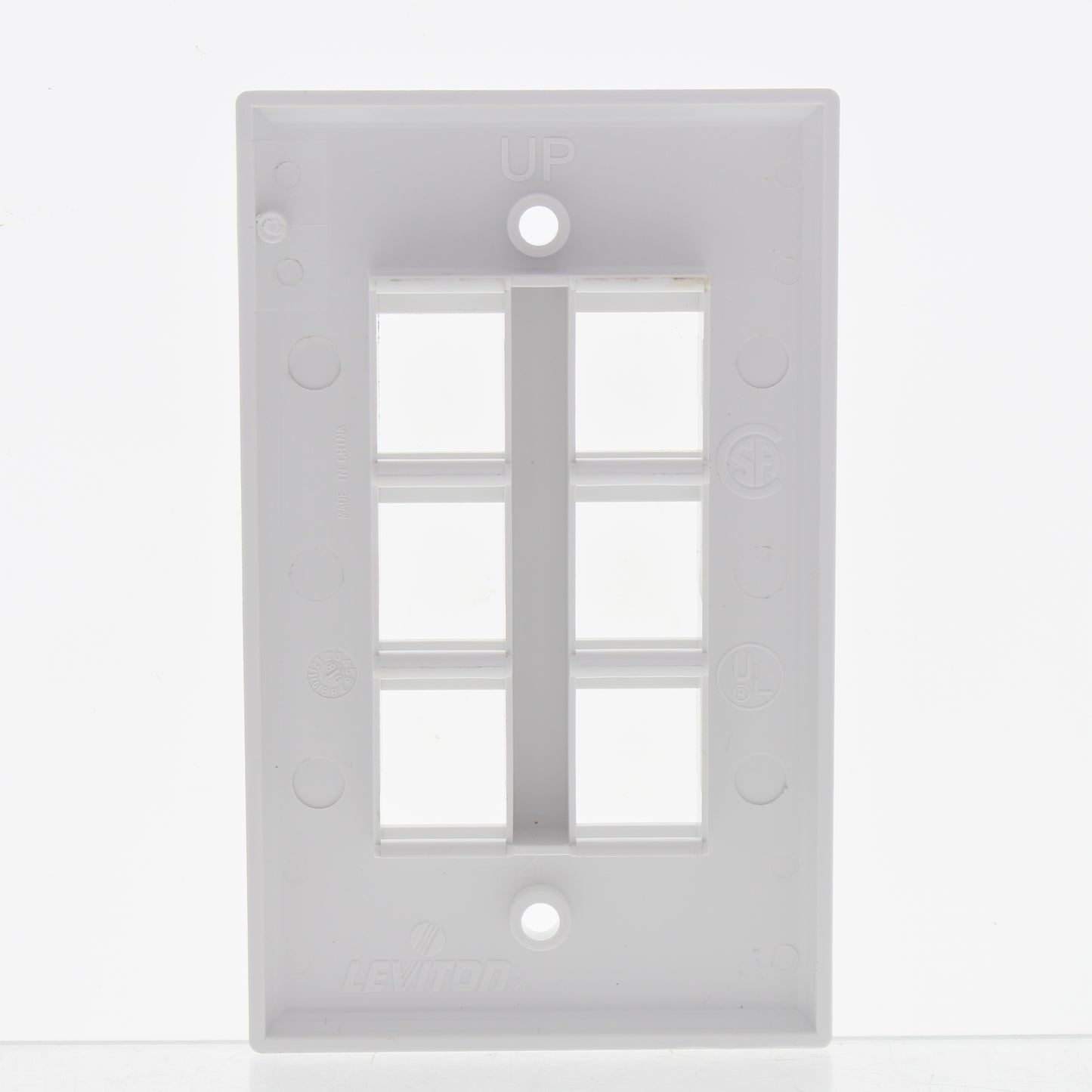Leviton 41080-6WP White 1-Gang 6-Port Unbreakable Nylon Standard Wallplate Cover