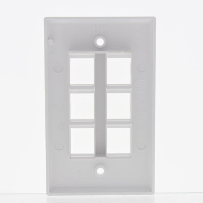 Leviton 41080-6WP White 1-Gang 6-Port Unbreakable Nylon Standard Wallplate Cover