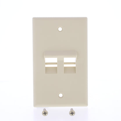 Leviton 41081-2IP Ivory Quickport 2-Port Data Angled Wallplate Cover