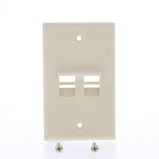 Leviton 41081-2IP Ivory Quickport 2-Port Data Angled Wallplate Cover