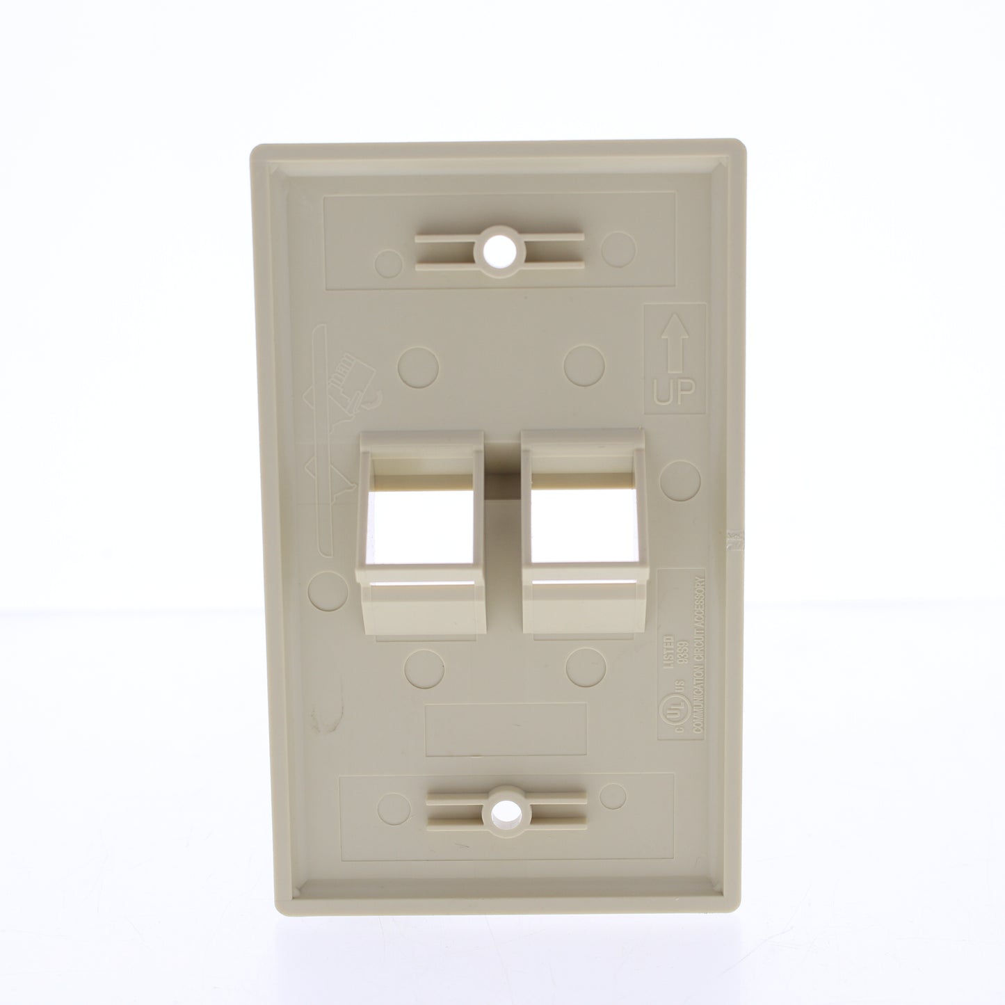 Leviton 41081-2IP Ivory Quickport 2-Port Data Angled Wallplate Cover