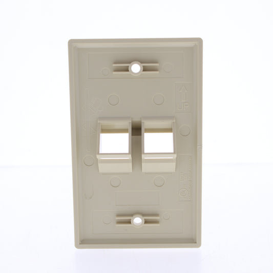 Leviton 41081-2IP Ivory Quickport 2-Port Data Angled Wallplate Cover
