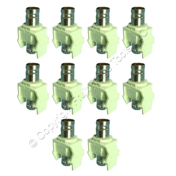 10 Leviton Almond Quickport Female BNC Video Jacks Fitting Nickel Plated 41084