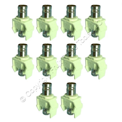 10 Leviton Almond Quickport Female BNC Video Jacks Fitting Nickel Plated 41084