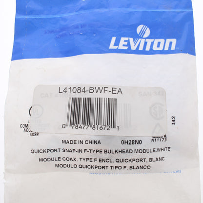 Leviton 41084-BWF White Quickport BNC Video Connector Jack Female