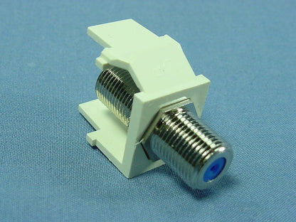 Leviton Almond Quickport F-Type Coaxial Cable Jack 75-Ohm Blue Center 41084-FAF