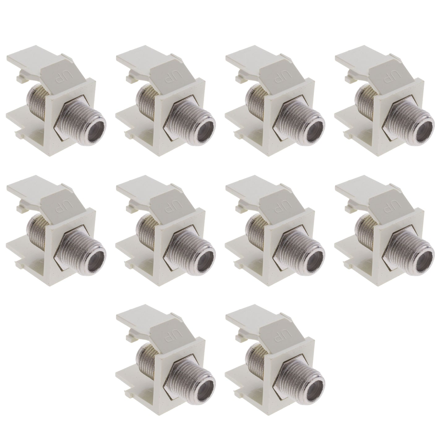 10 Leviton Almond Quickport Snap-In F-Type Coaxial Cable Jacks 75-Ohm 41084-FAF