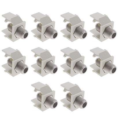 10 Leviton Almond Quickport Snap-In F-Type Coaxial Cable Jacks 75-Ohm 41084-FAF