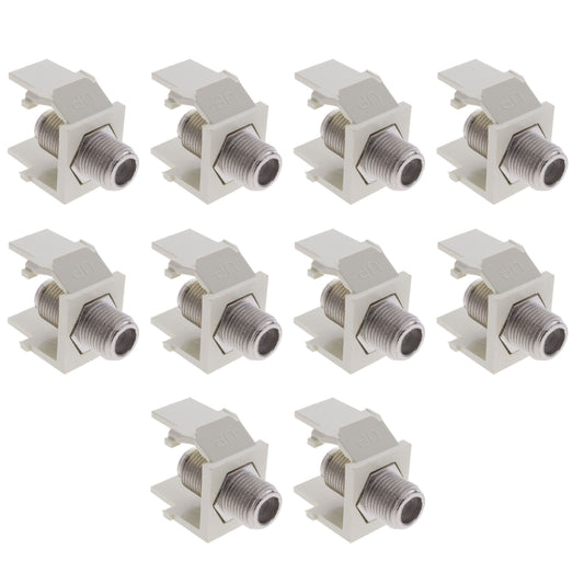 10 Leviton Almond Quickport Snap-In F-Type Coaxial Cable Jacks 75-Ohm 41084-FAF